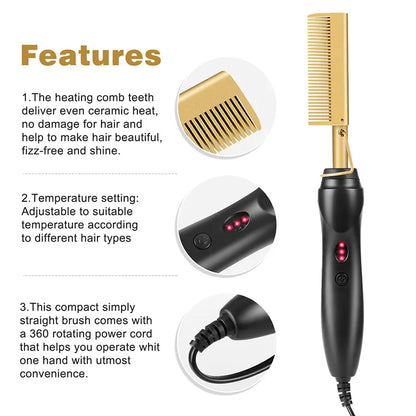 Electric Hot Comb Straightener Curler