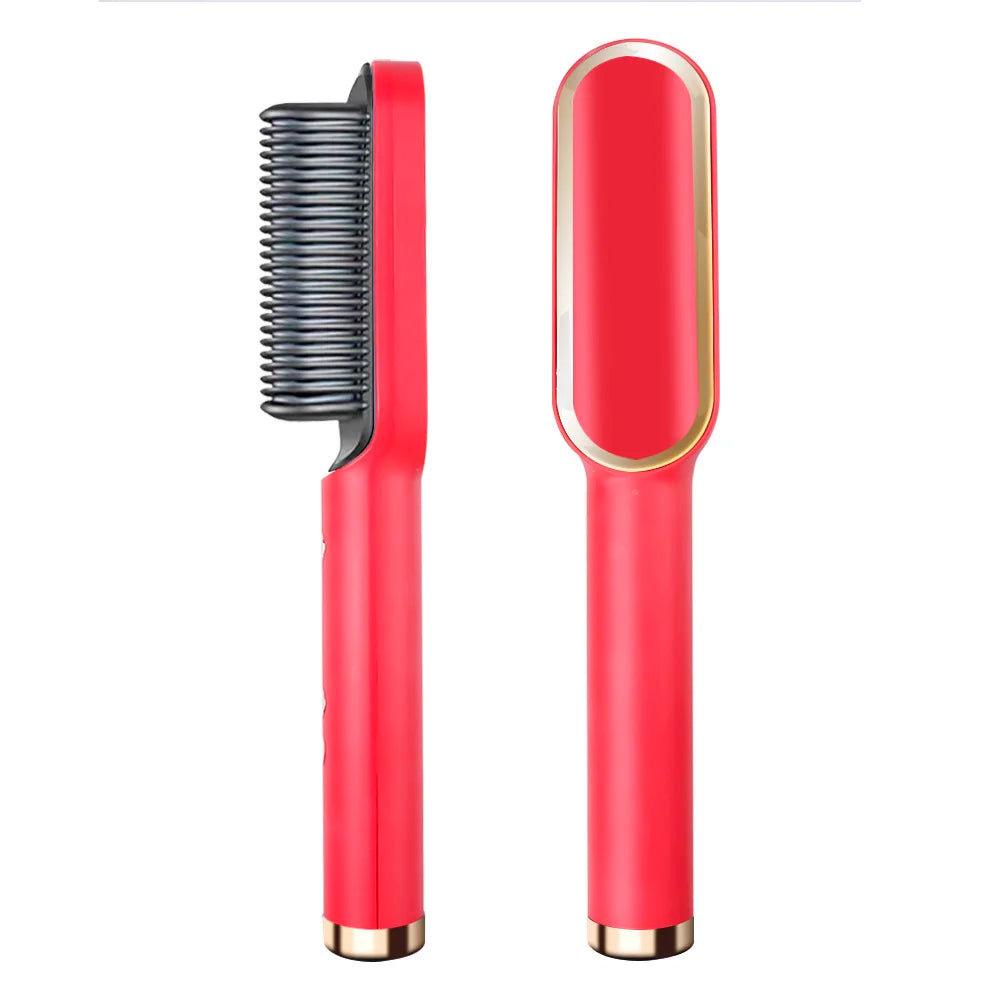 red Ionic Hair Straightener Brush