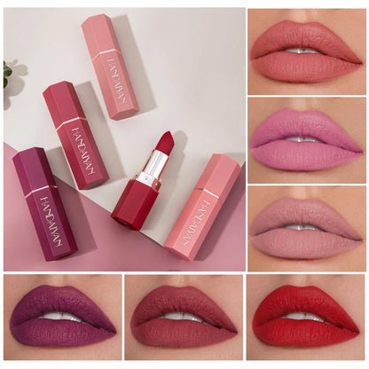 HANDAIYAN 6 Shades Matte Matte Lipstick Velvet Easy Tinting Long-Wear Makeup Lip Makeup