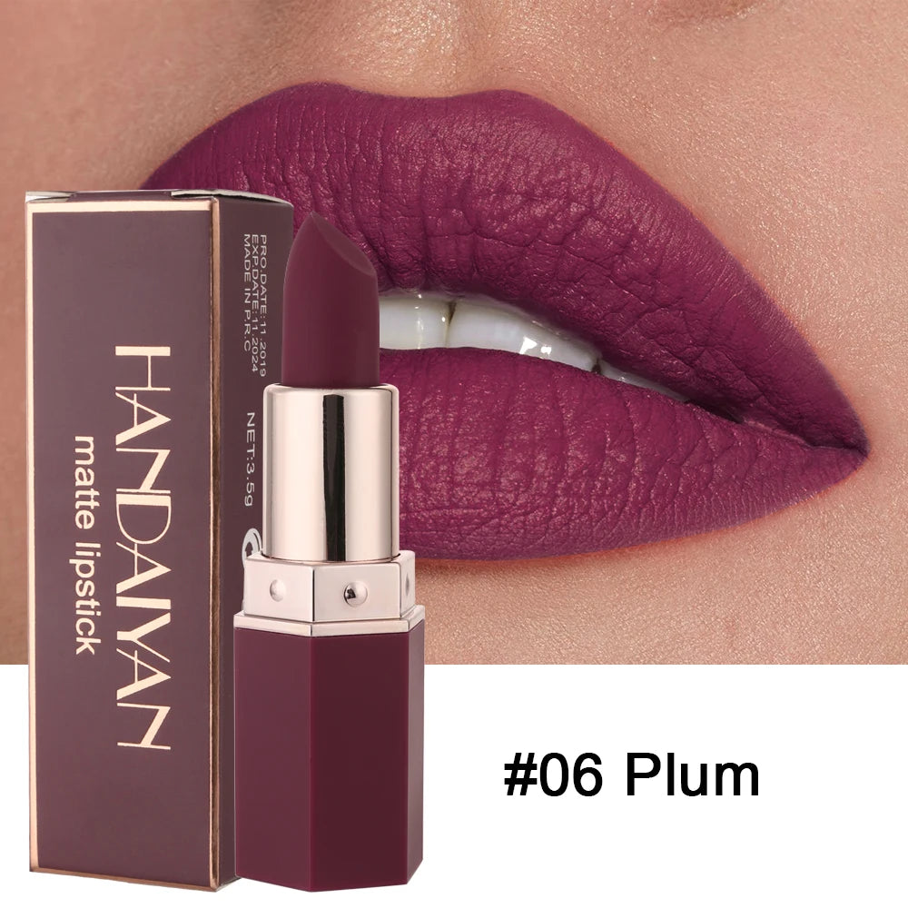 HANDAIYAN 6 Shades Matte Matte Lipstick Velvet Easy Tinting Long-Wear Makeup Lip Makeup