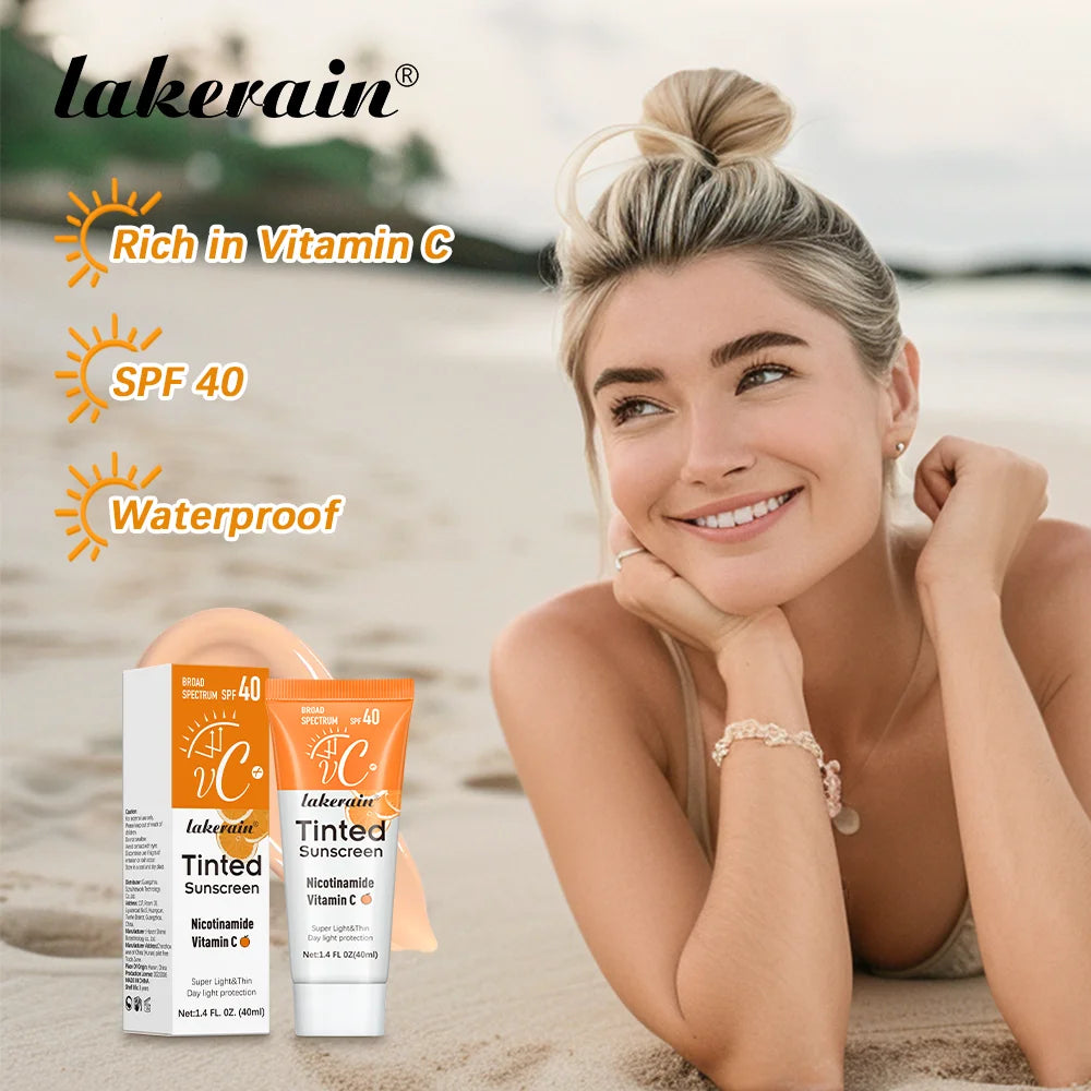 Vitamin C Tinted Sunscreen With SPF 40 Hydrating Mineral Sunscreen With Zinc Oxide & Titanium UV Protectio Dioxide Healthy Glow