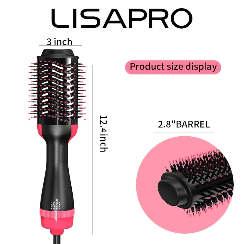 LISAPRO 3-in-1 Hot Air Brush | One-Step Hair Dryer & Volumizer | 1000W Professional Styler & Blow Dryer Brush