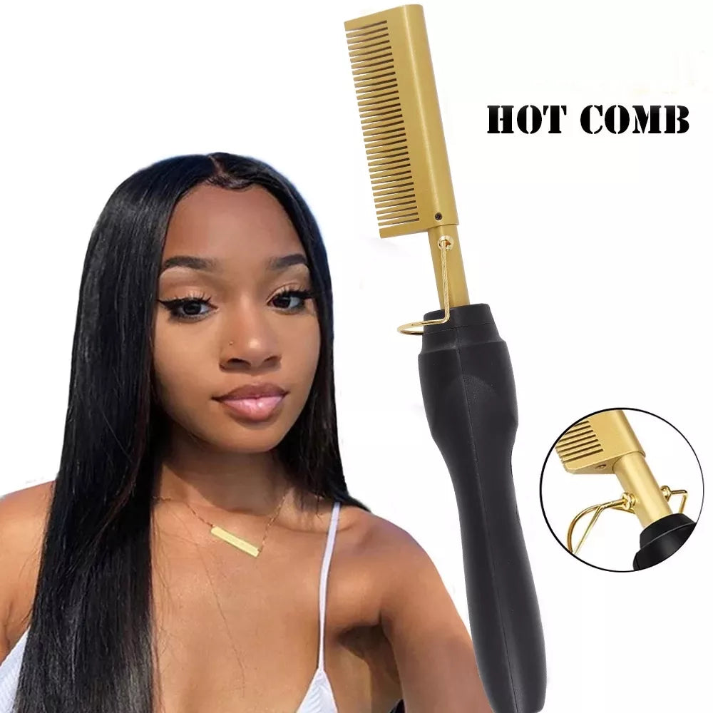 Electric Hot Comb Straightener Curler