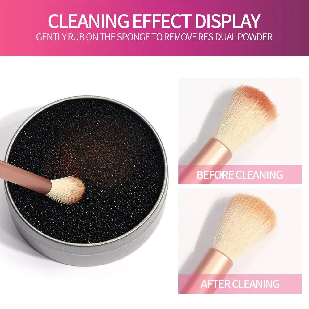 1 Piece Makeup Brush Cleaner Sponges Cosmetic Brush Drying Wash Eyeshadow Color Removal Portable Cleaning Case