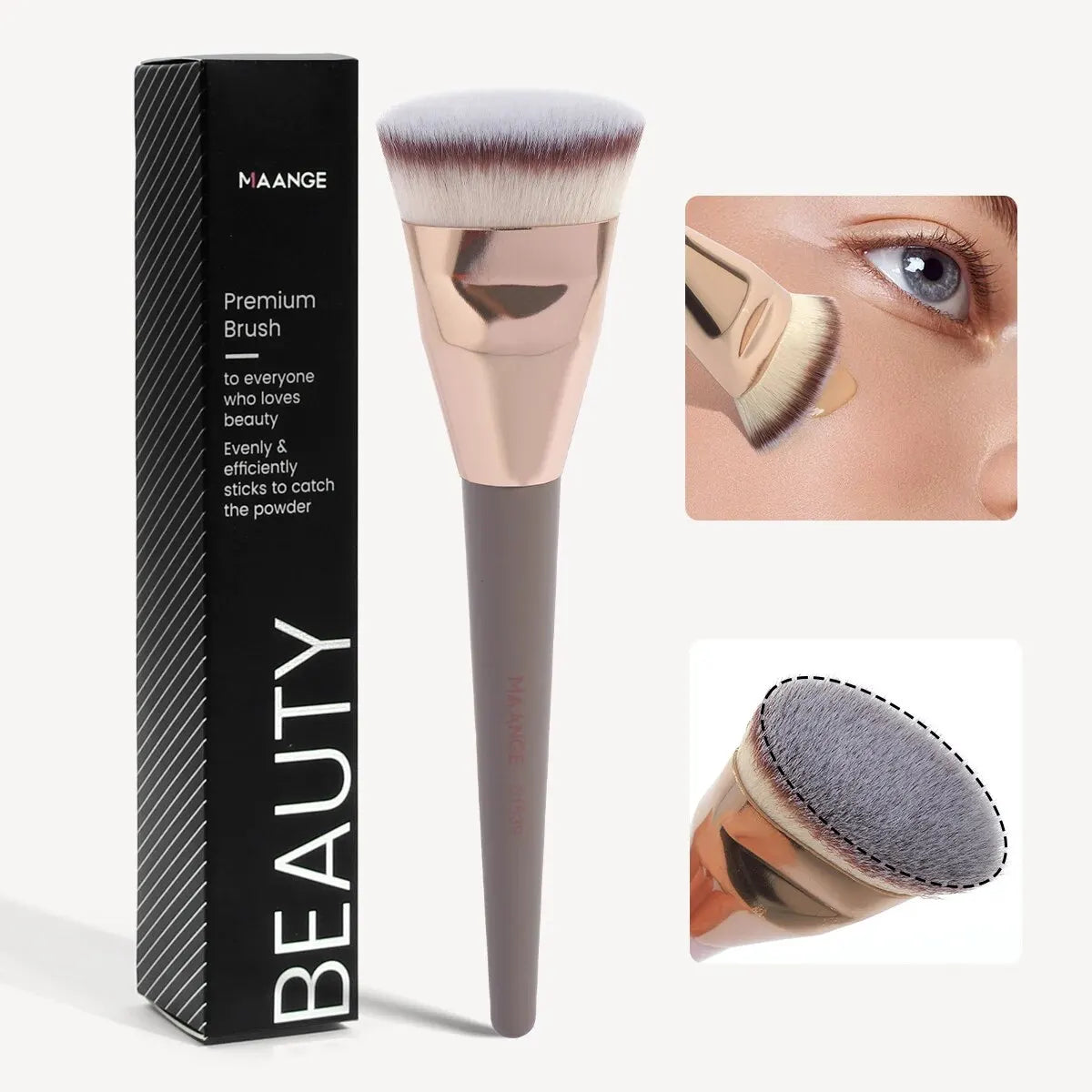 MAANGE Single Flat Round Tube Flat Head Foundation Brush With Box Powder Blush Concealer Makeup Brush Skin-friendly Makeup Tool