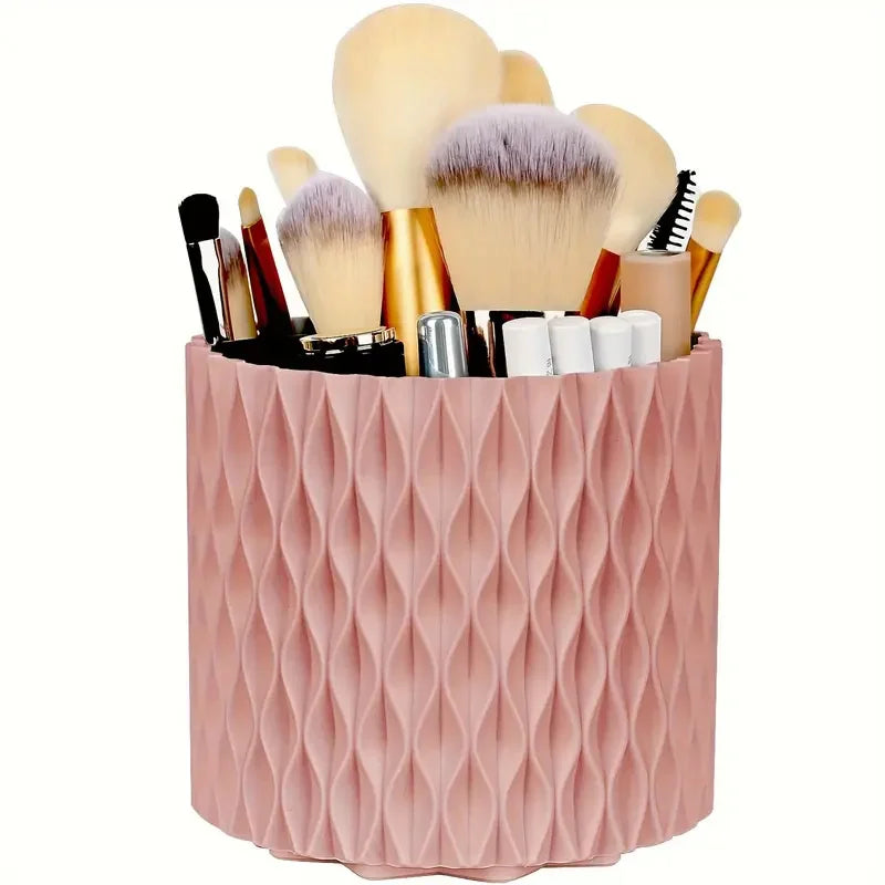 5 Slot 360° Rotating Makeup Brushes Holder Organizer Multi-Functional Desk Storage Cosmetics Storage for Vanity Desktop Bathroom