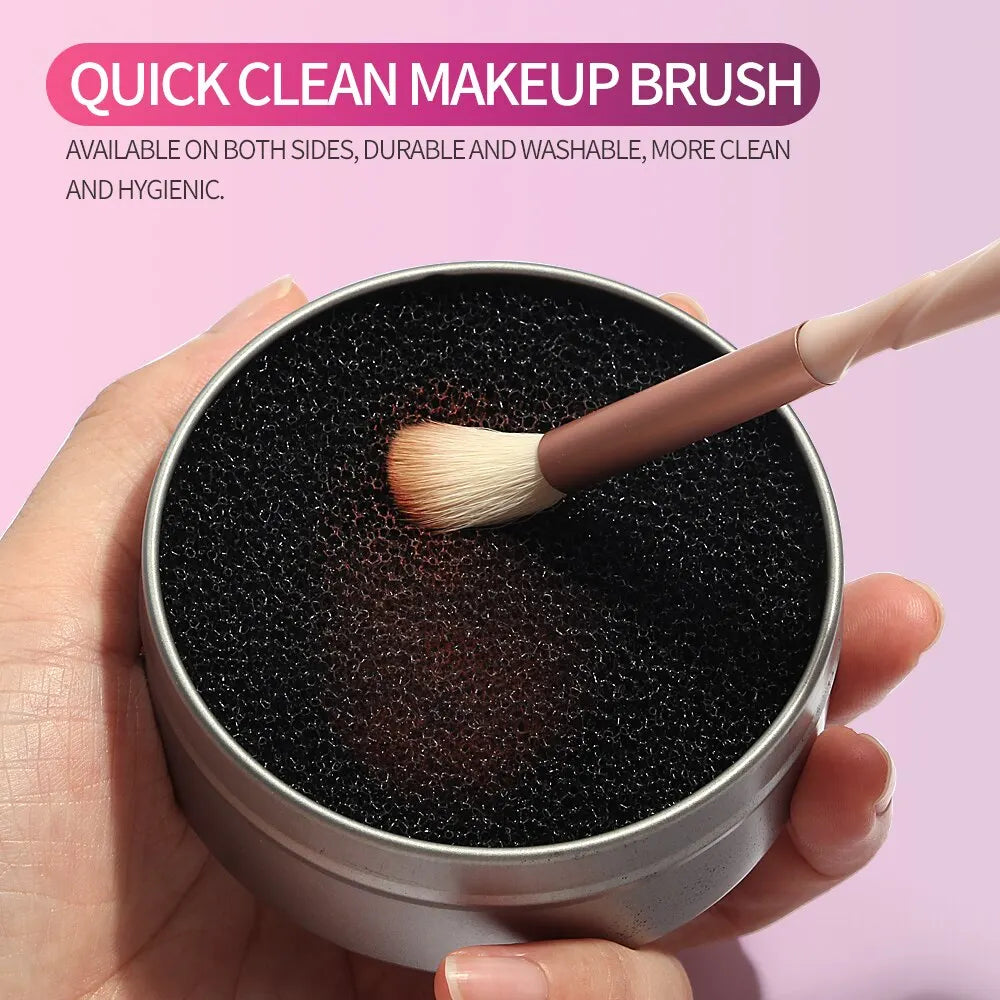 1 Piece Makeup Brush Cleaner Sponges Cosmetic Brush Drying Wash Eyeshadow Color Removal Portable Cleaning Case