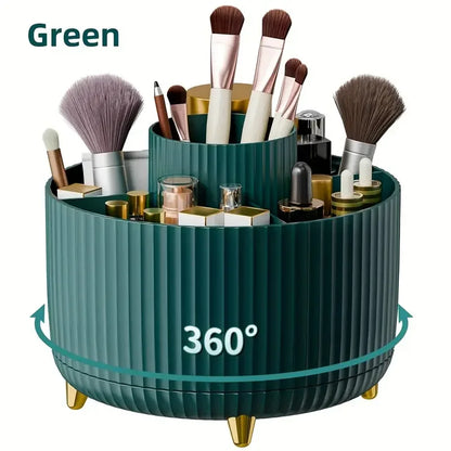 5 Slot 360° Rotating Makeup Brushes Holder Organizer Multi-Functional Desk Storage Cosmetics Storage for Vanity Desktop Bathroom