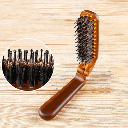 Boar Bristle Hair Brush Foldable Comb