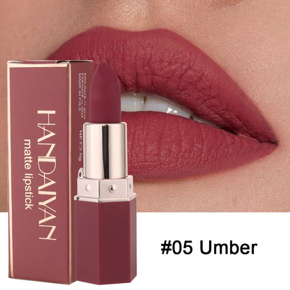 HANDAIYAN 6 Shades Matte Matte Lipstick Velvet Easy Tinting Long-Wear Makeup Lip Makeup