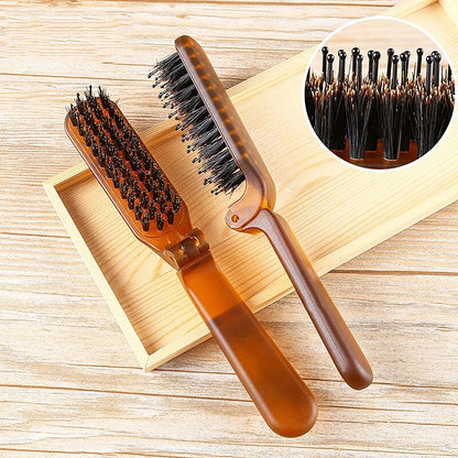 Boar Bristle Hair Brush Foldable Comb