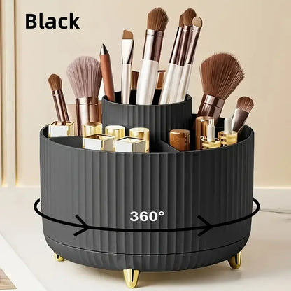 5 Slot 360° Rotating Makeup Brushes Holder Organizer Multi-Functional Desk Storage Cosmetics Storage for Vanity Desktop Bathroom