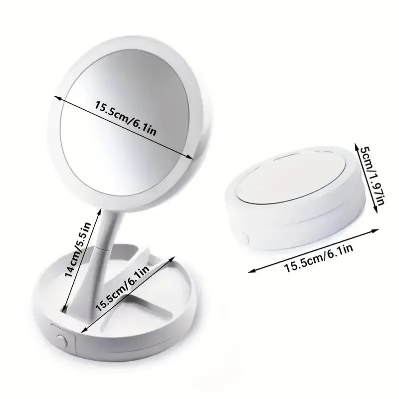 Miroir grossissant de maquillage portatif à LED