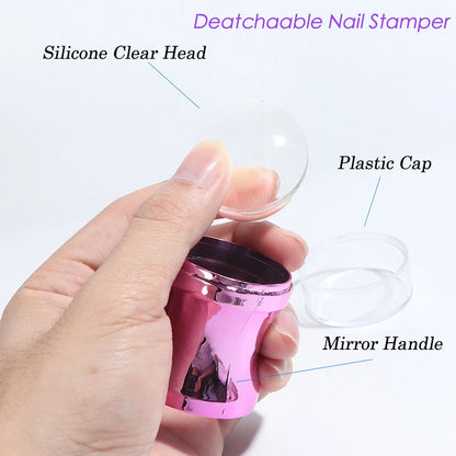 Mirror Nail Stamper Clear Silicone Head Manicure
