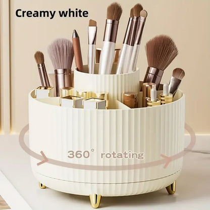 5 Slot 360° Rotating Makeup Brushes Holder Organizer Multi-Functional Desk Storage Cosmetics Storage for Vanity Desktop Bathroom