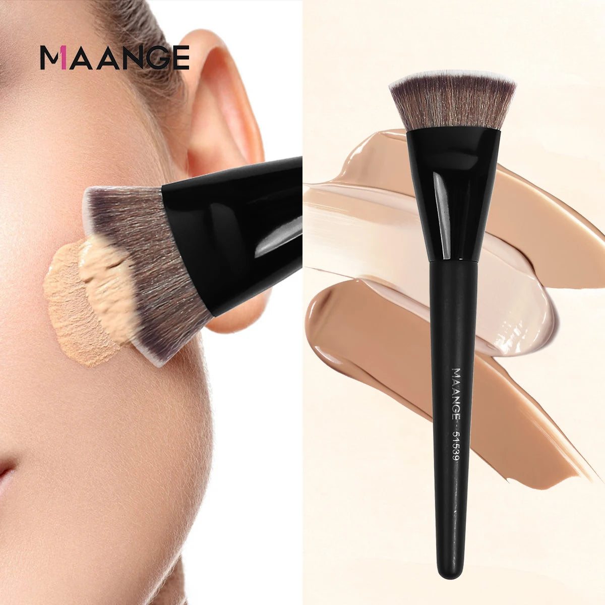 MAANGE Single Flat Round Tube Flat Head Foundation Brush With Box Powder Blush Concealer Makeup Brush Skin-friendly Makeup Tool