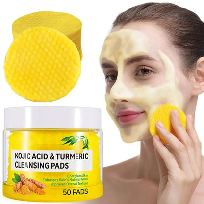 40/50pcs Turmeric Kojic Acid Cleansing Pads Exfoliating Pads Facial Sponges For Cleansing Exfoliating Daily Cleansing Skin Care