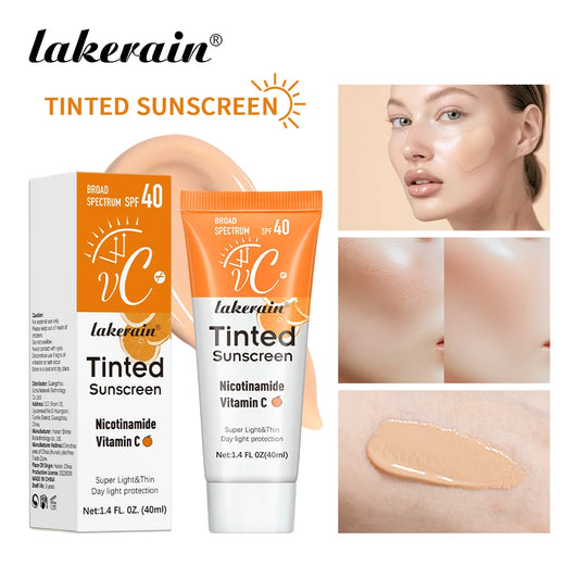 Vitamin C Tinted Sunscreen With SPF 40 Hydrating Mineral Sunscreen With Zinc Oxide & Titanium UV Protectio Dioxide Healthy Glow