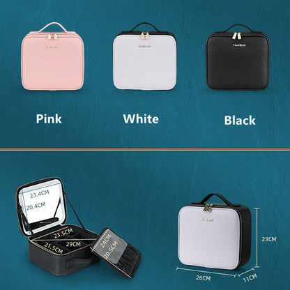 Led Lighted Cosmetic Case with Mirror Bags